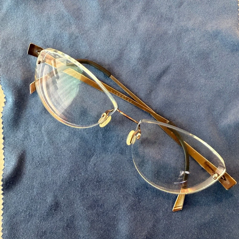 Lindberg Eyeglasses Women Spirit Titanium Bronze Gold Rimless Cat Eye Frames